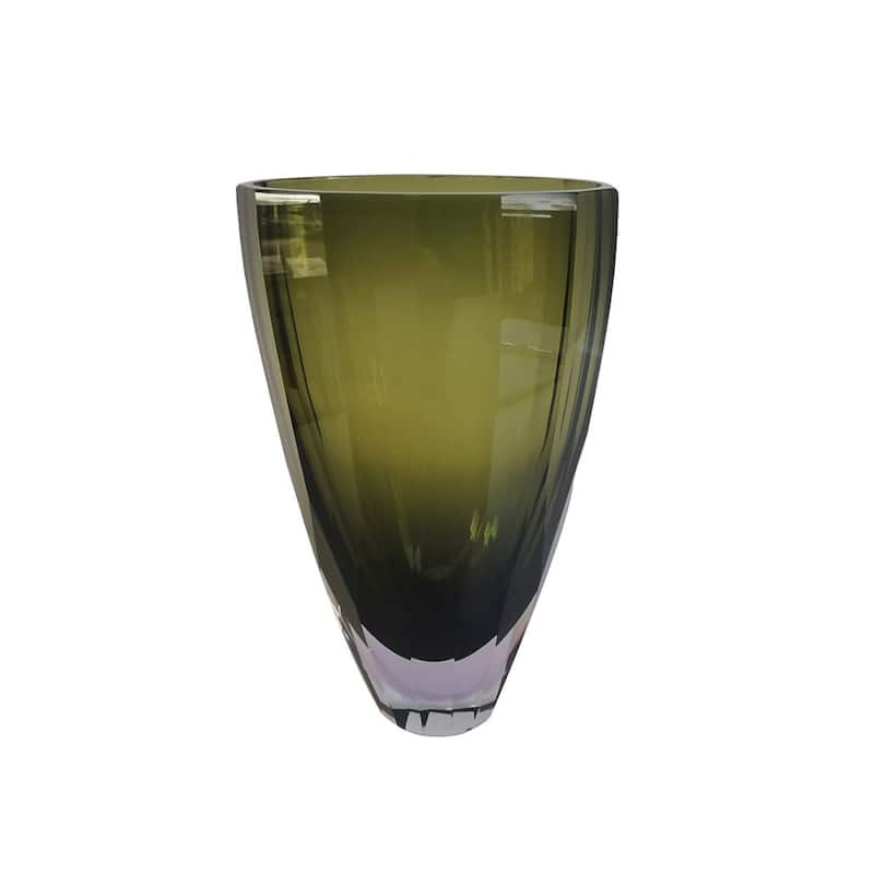 Lime Green Heavy Glass Vase with Minimalist Design Elegant Home Decor - Green