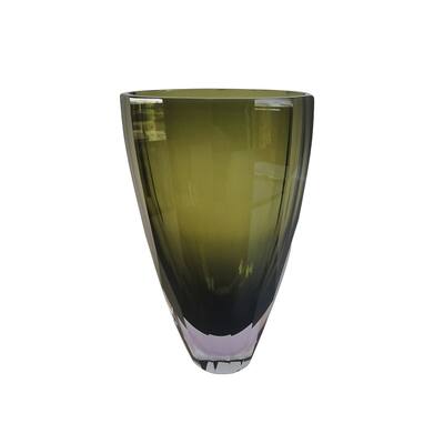 Lime Green Heavy Glass Vase with Minimalist Design Elegant Home Decor