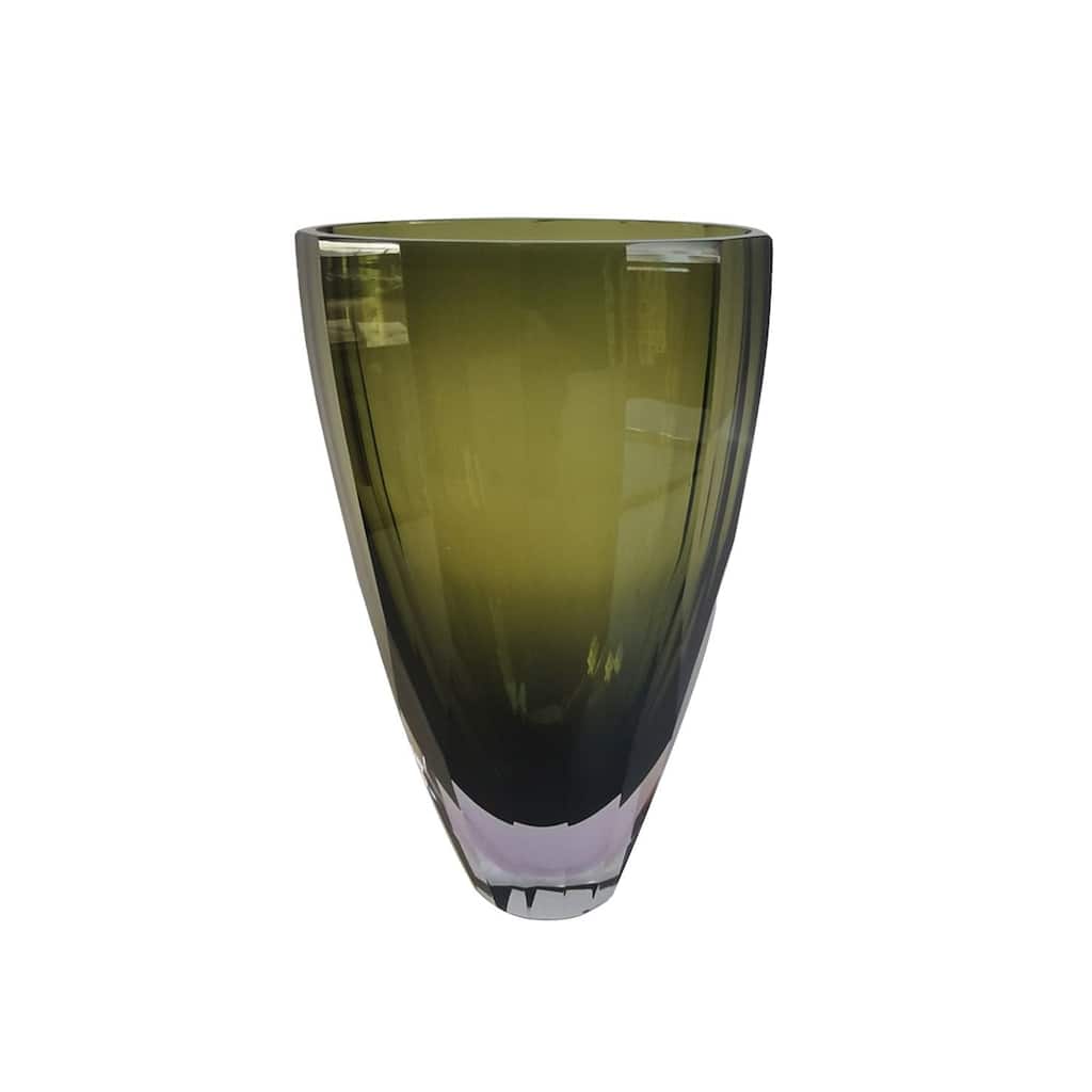 Lime Green Heavy Glass Vase with Minimalist Design Elegant Home Decor