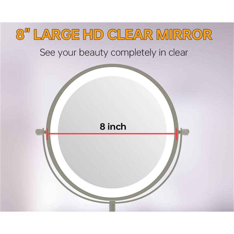 1X/10X 360 Rotation Wall Makeup Mirror w/ Lights & 3 Color Lighting Dimmable