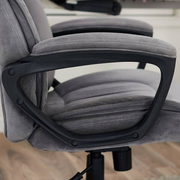 Serta Executive Office Chair In Velvet Gray Microfiber Black Base On Sale Overstock 23058114