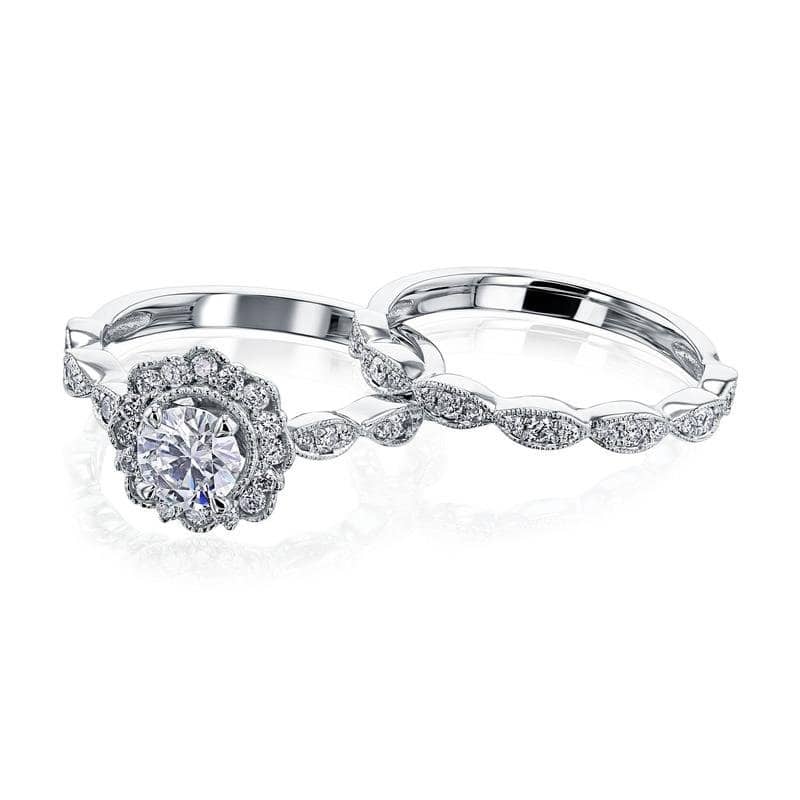 Annello by Kobelli The Floral Spring 10k White Gold Diamond Bridal Set (HI/I)