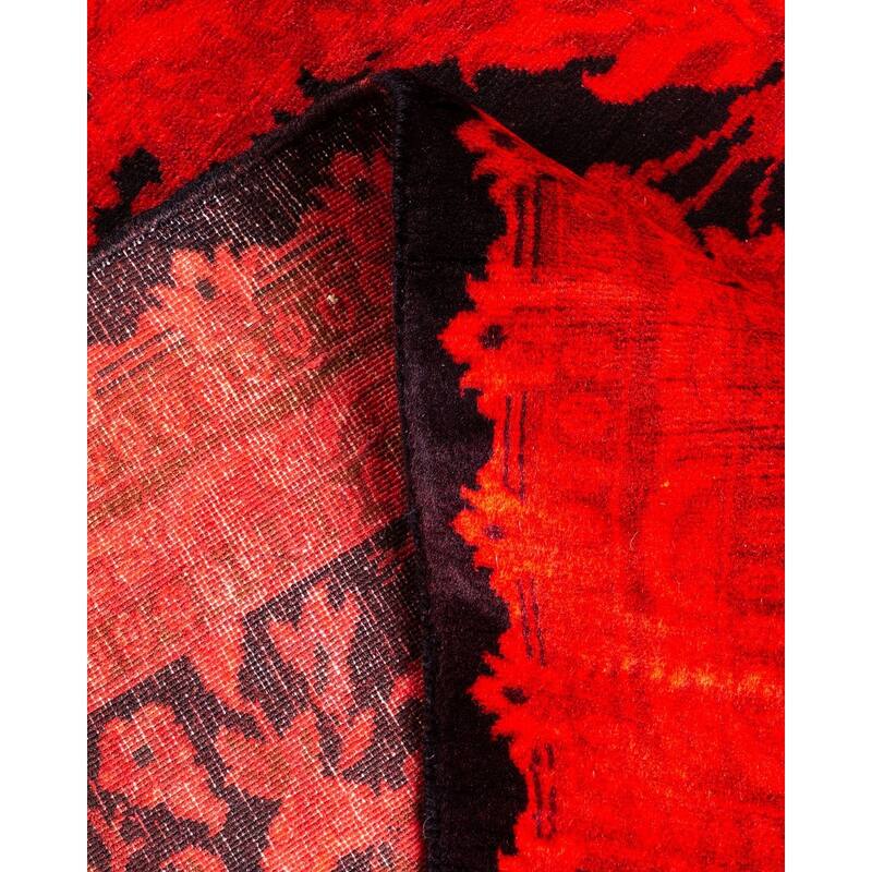 Overton Hand Knotted Wool Vintage Inspired Modern Contemporary Overdyed Red Area Rug - 2' 6" x 6' 4"