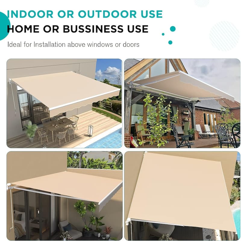 AECOJOY Manual Retractable Patio Awning Outdoor Sunshade Shelter (Cover Only)