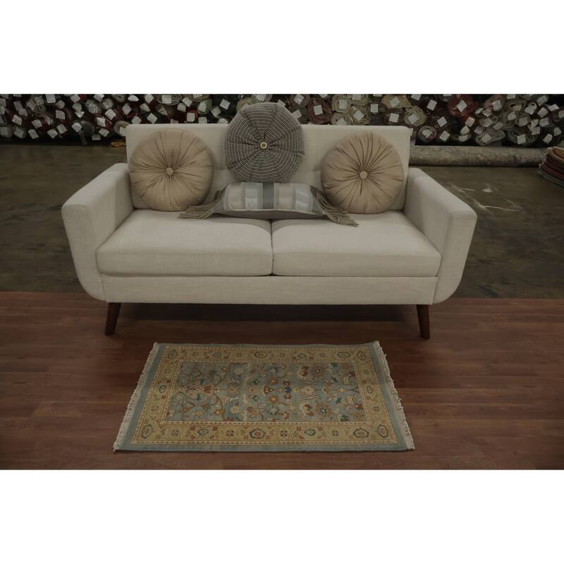 Hand Knotted Oriental 100% Wool Carpet Traditional All-Over Navy Blue & Blues Ziegler Area Rug - 3' 1'' X 2' 0''