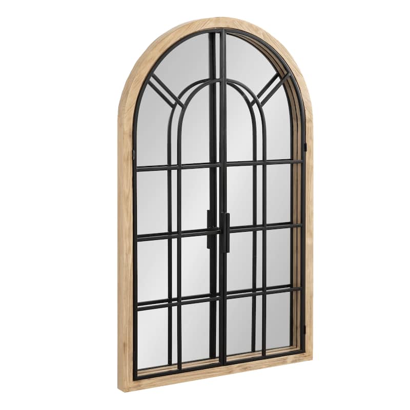 Kate and Laurel Boldmere Wood/Metal Arch Windowpane Mirror - 26x42 - 26x42 - Natural