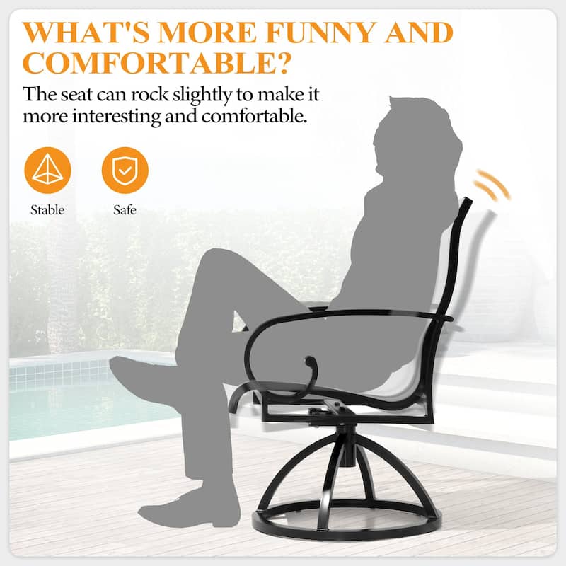 Outdoor Patio Swivel Dining Chairs with Sunbrella Textilene Mesh Fabric