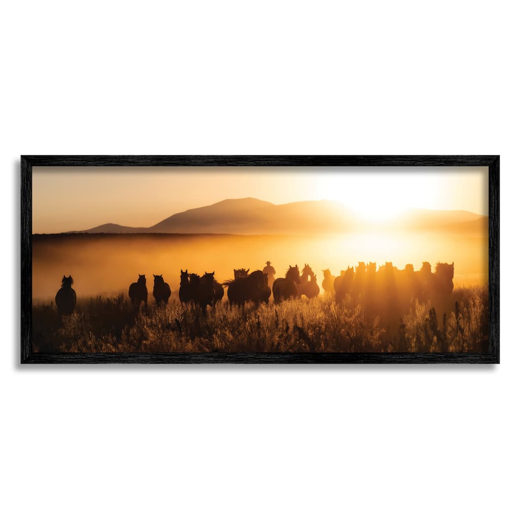 Stupell Sunset Cowboy & Horses Framed Giclee Art Design by PBurchettePhoto