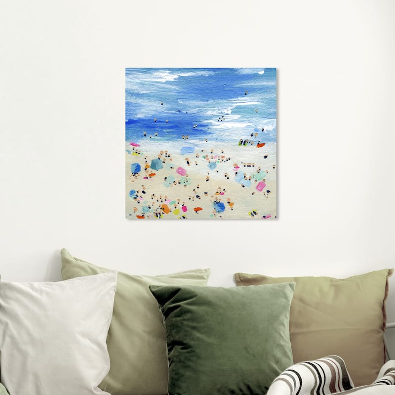 Wynwood Studio 'Crowded Beach' Nautical and Coastal Wall Art Canvas Print Coastal - Blue, Brown - 20 x 20