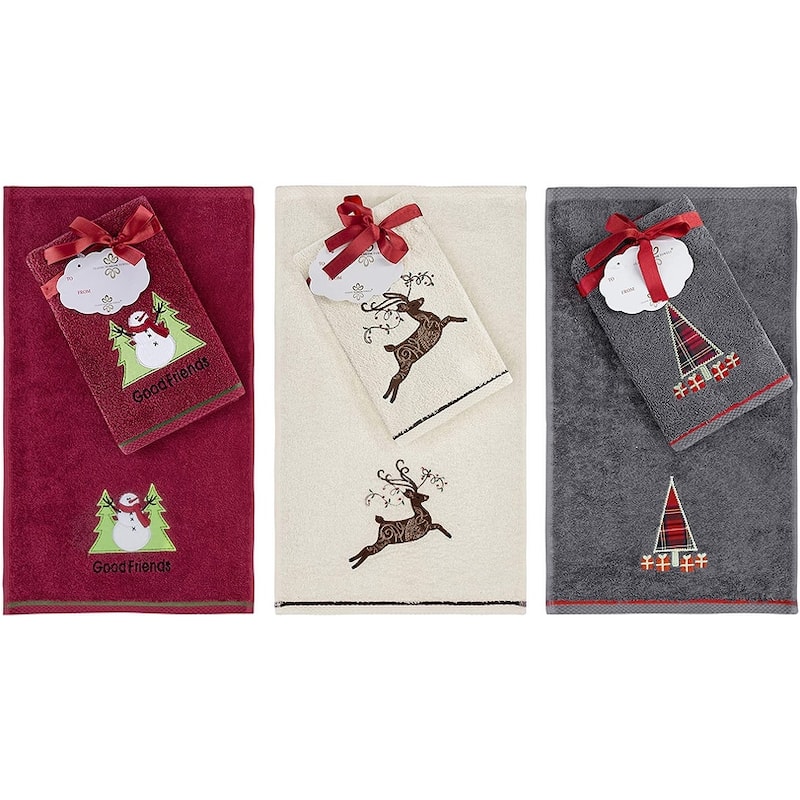 Christmas Fingertip Bath Towels Gift 12 Piece Hand Set - N/A