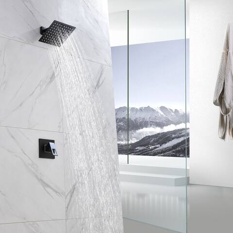 EPOWP Matte Black Complete Shower System With Rough-in Valve