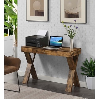 Helena Espresso/ White Wood Desk with Drawer