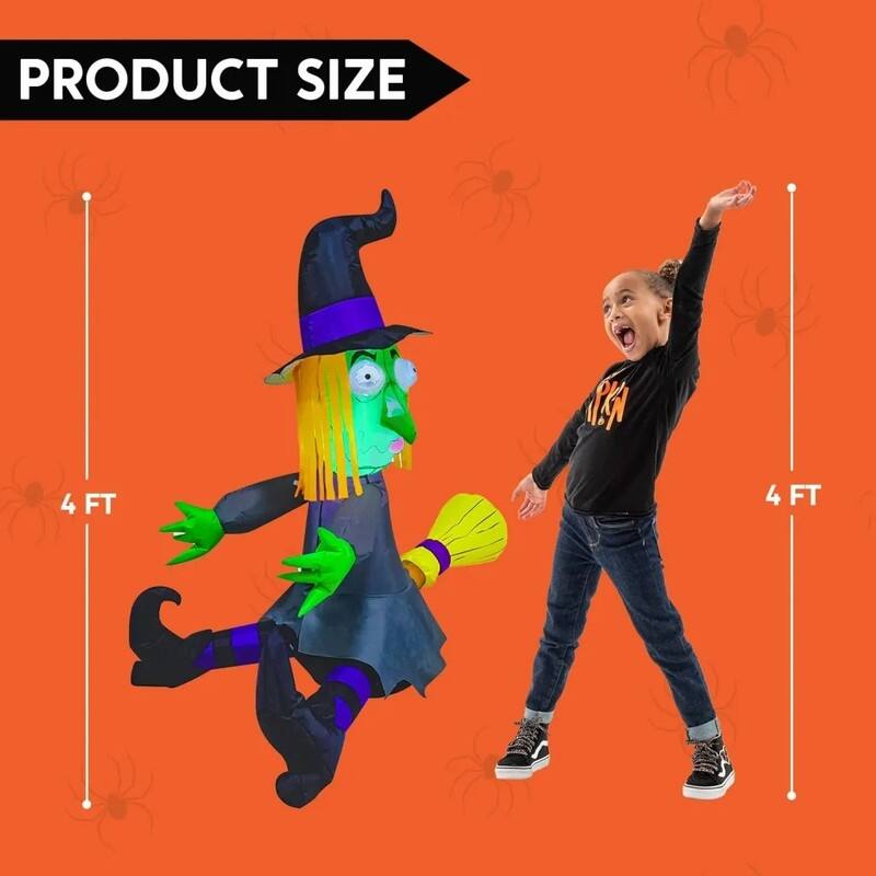 Joyfy 4 FT Inflatable Crashing Witch on a Tree Decoration