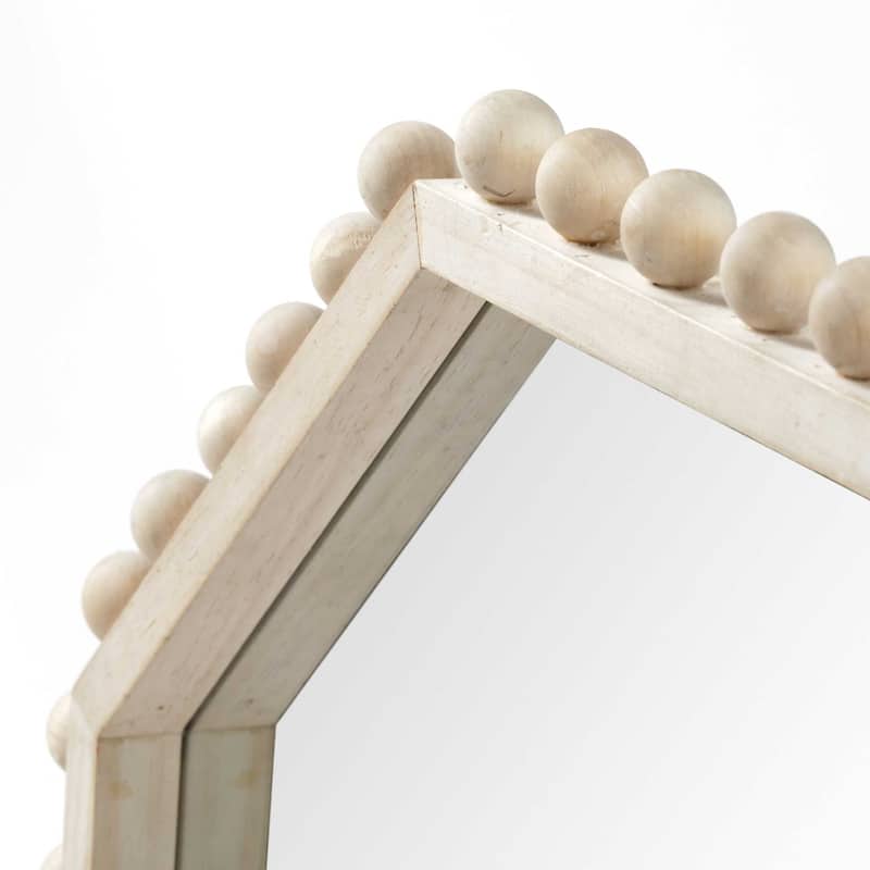 HomeRoots 32" Octagon Natural Wood Frame Wall Mirror