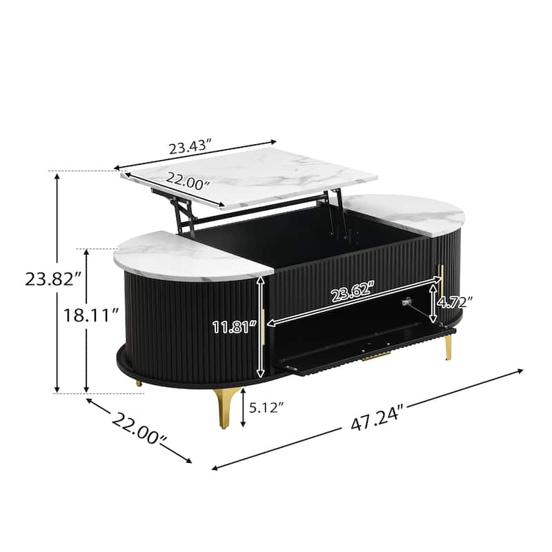 Scott Living - Nova Modern Lift-Top Coffee Table with Sliding Doors, Large Drawer, and Smart Storage Design