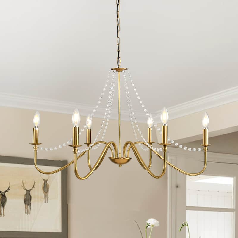 Farmhouse 6-Lights French Country Chandelier for Kitchen Island Dining Room - gold