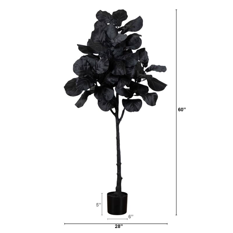 Fiddle Leaf Artificial Halloween Tree - 5' - Unlit