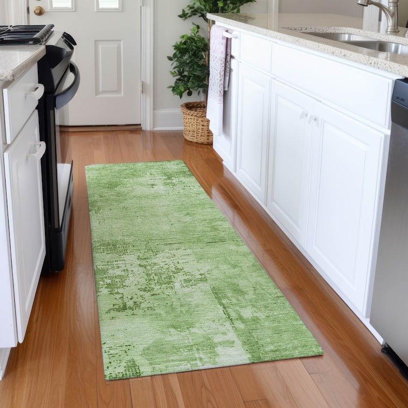 Premium Washable Super Soft Casual Abstract Mayfield Rug - Green - 2'3" x 7'6"