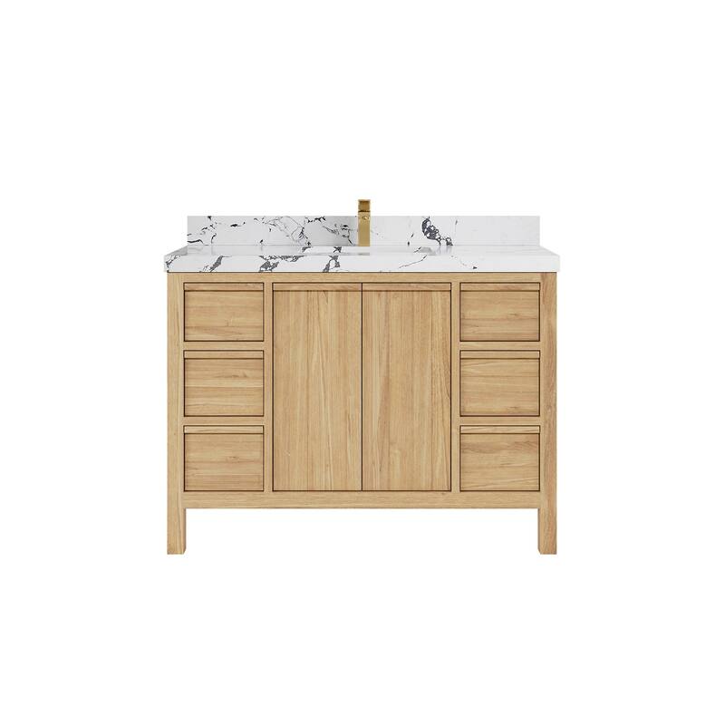 Willow Collections 48 in. W x 22 in. D Elizabeth Solid Teak Single Sink Bathroom Vanity with Countertop