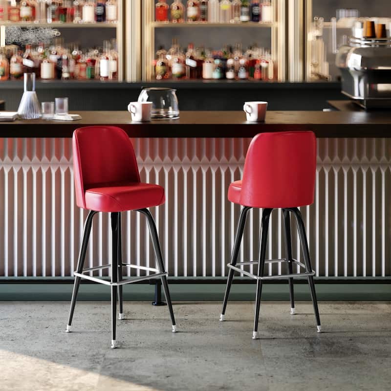 Metal Barstool with Swivel Vinyl Upholstered Bucket Seat and Footrest - 18.5"D x 18.5"W x 42.5"H