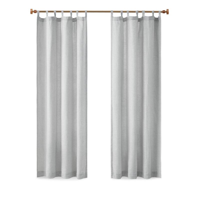 Madison Park Barnet Faux Linen Tab Top Fleece Lined Curtain Panel - 84" Panel