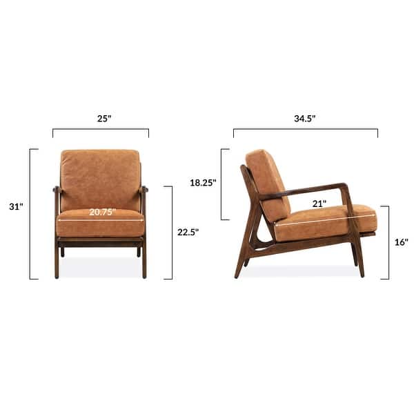 dimension image slide 3 of 7, Poly & Bark Verity Leather Lounge Chair - Full Grain Genuine Italian Leather