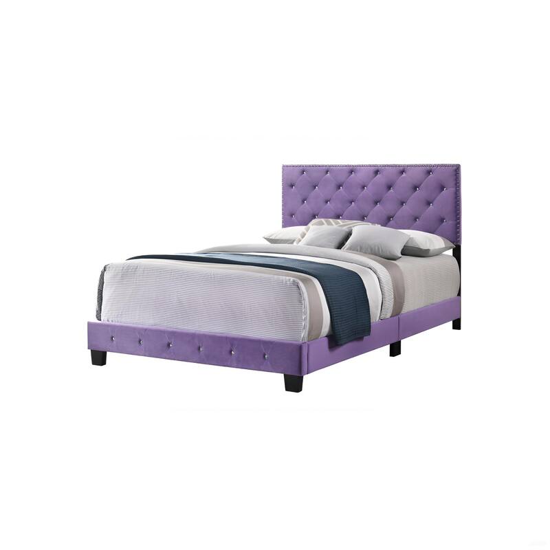 Queen Size Velvet Platform Bed with Sturdy Frame and Easy Assembly