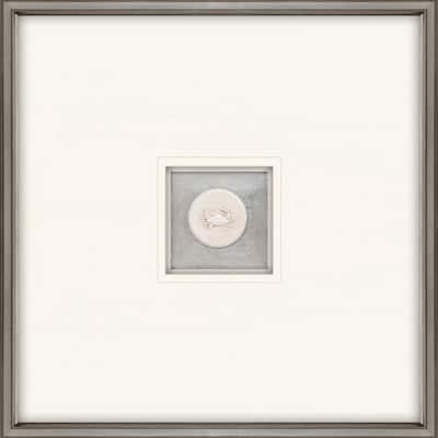 Crab Intaglio Framed Art Mixed Media Shadow Box Under Glass - White