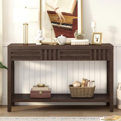 Modern Style Console Table, Striped Design