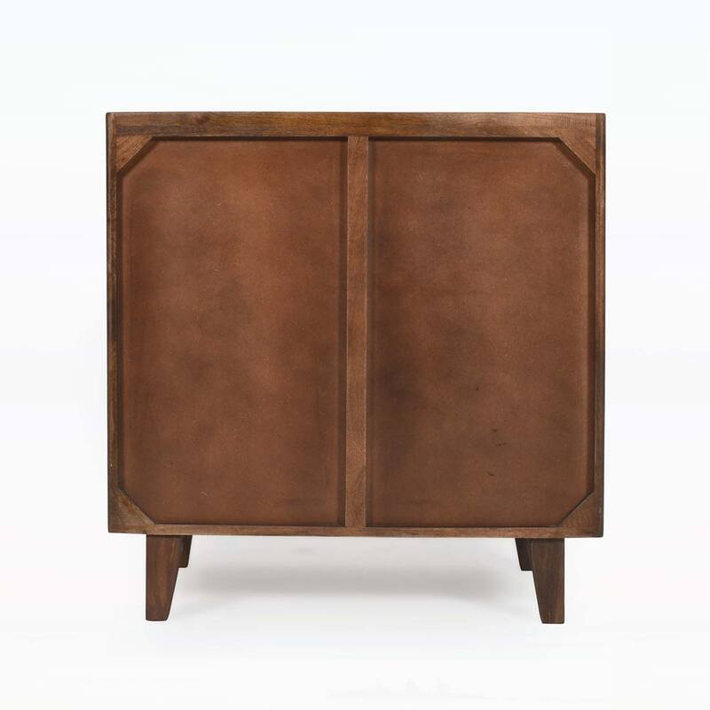 Wood Accent Cabinet with Adjustable Storage,Featuring Fluted Design and Space - Saving Function