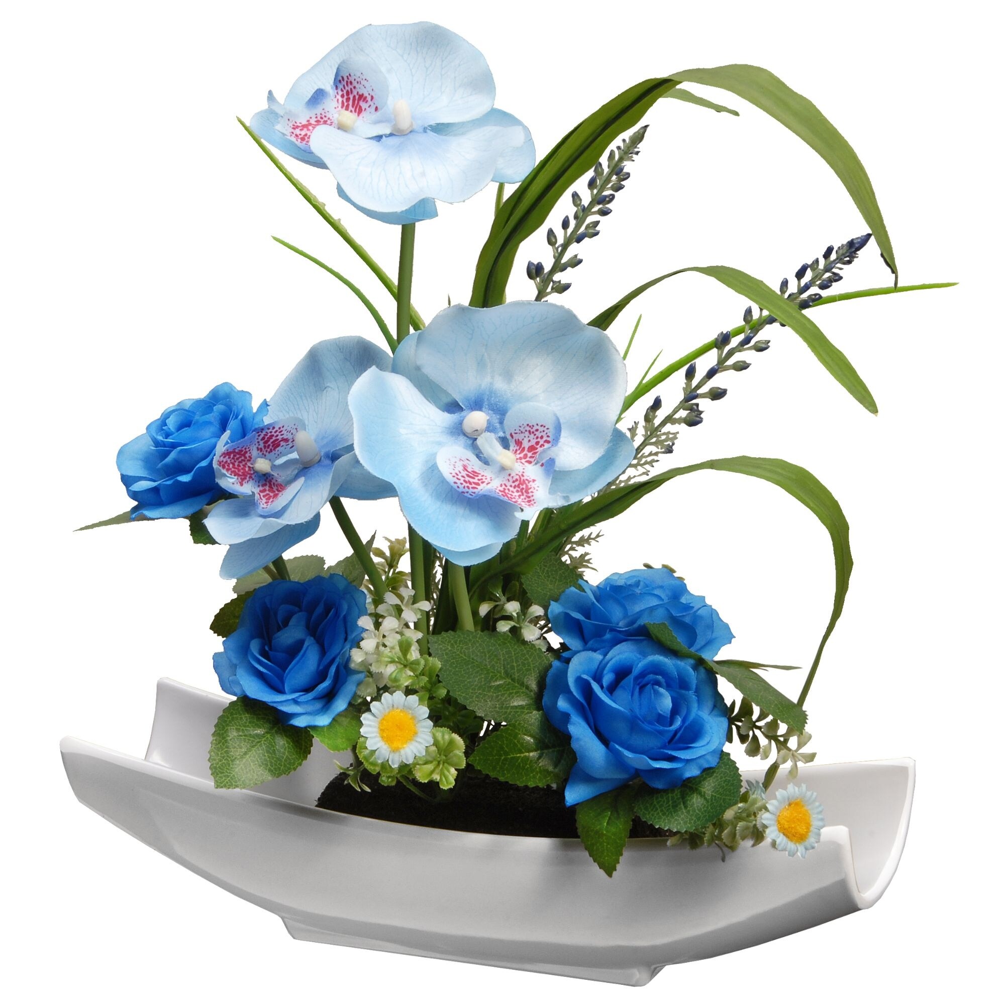 Shop 15 Potted Artificial Blue Orchid Flowers Overstock 26290148