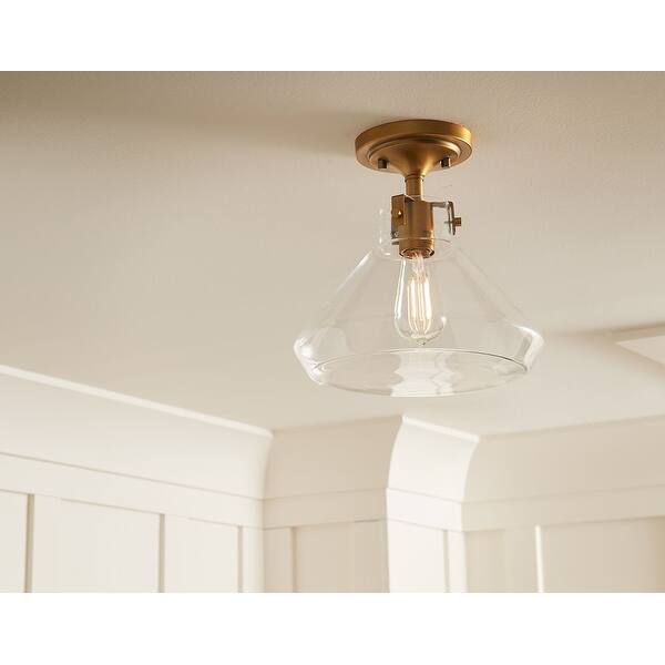 Jackson House One Light Semi Flush Mount Transitional Warm Brass Exact Size Overstock 33735935