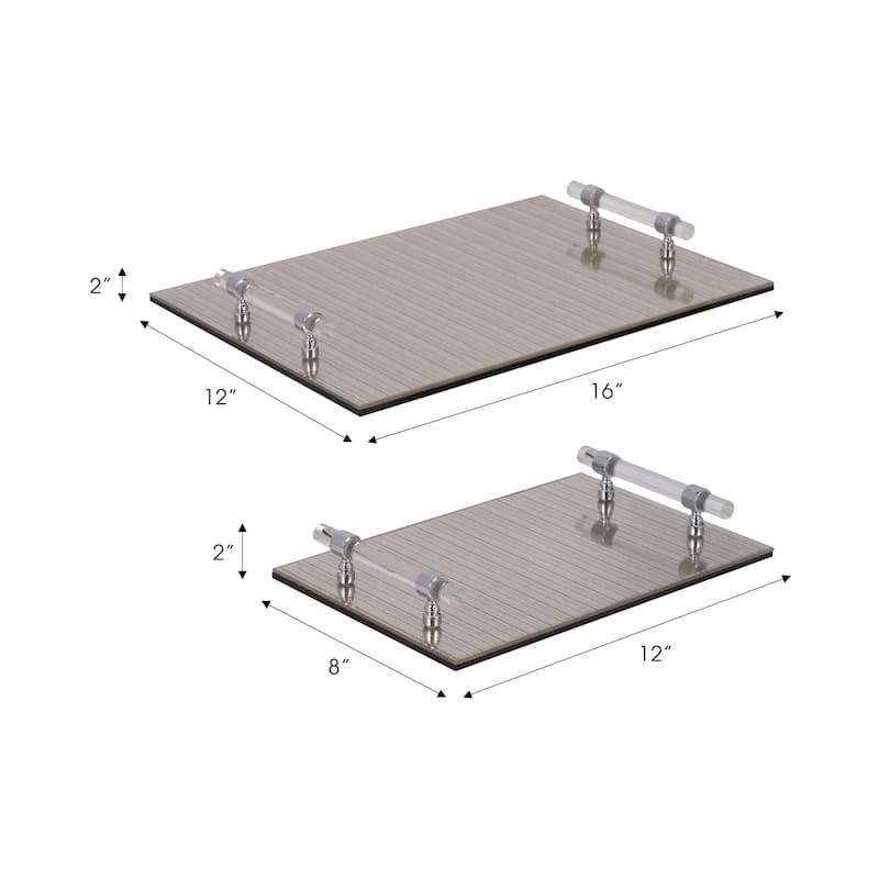 Decorative Trays with Acrylic Handles Metallic Finish (Set of 2)
