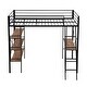 preview thumbnail 8 of 10, Twin Size Metal Loft Kids Bed with Ladder,Guardrails,with Built-in Shelves and Desk,Sturdy Metal Frame
