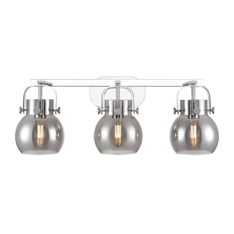 Innovations Lighting 423-3W-10-27 Pilaster II Sphere Vanity Pilaster - Polished Chrome / Plated Smoke