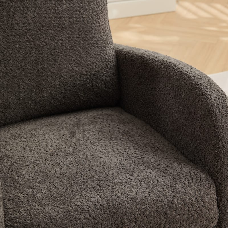 Mid-Century Modern Nursery Rocking Armchair Glider Rocker With Retractable Footrest For Living Room