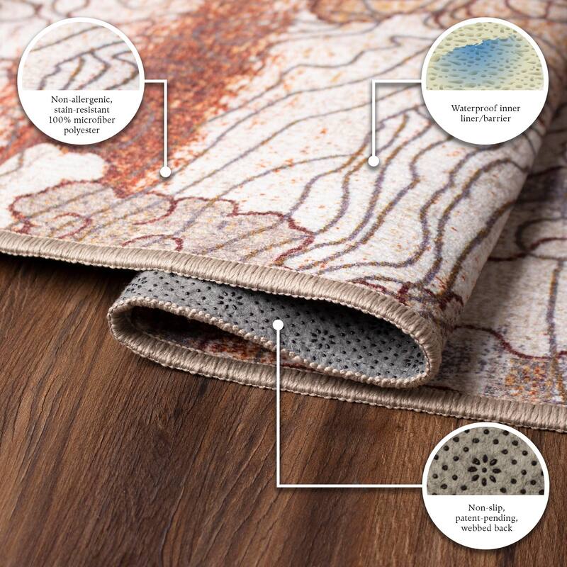 My Magic Carpet Machine Washable Rug Vienna Abstract Natural