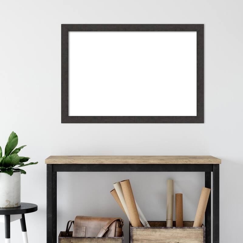 Amanti Art Rustic Plank Espresso Narrow Framed Dry Erase Magnetic Board