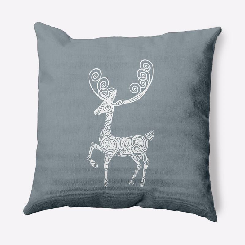Fancy Christmas Reindeer Decorative Throw Pillow - 16" x 16" - Dusty Grey