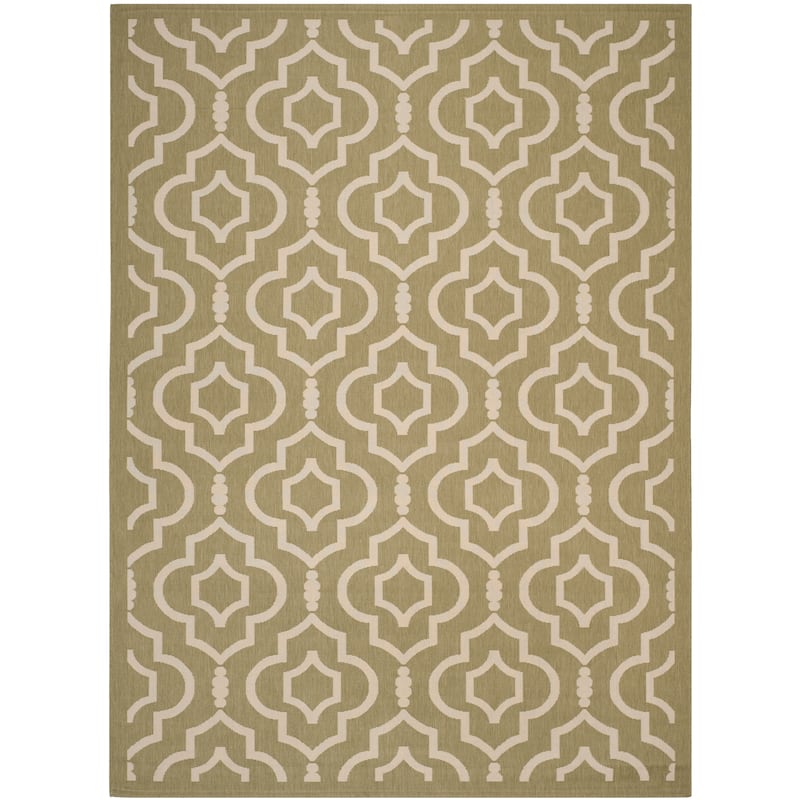 SAFAVIEH Courtyard Ketty Indoor/ Outdoor Waterproof Patio Backyard Rug - 8' x 11' - Green/Beige