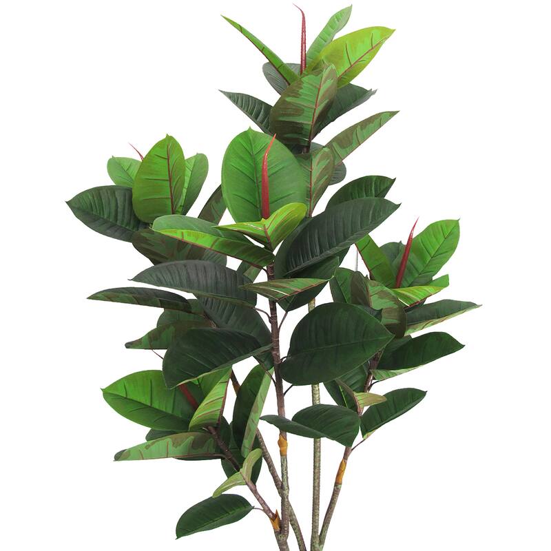 5ft Artificial Real Touch Rubber Plant Fig Leaf Tree in Black Pot - 59" H x 32" W X 30" DP