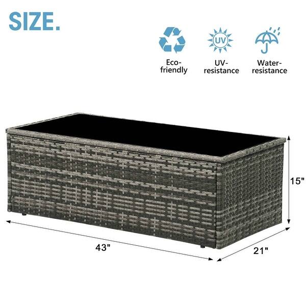 Royalcraft Outdoor Rattan Wicker Glass Top Coffee Table - Bed Bath ...
