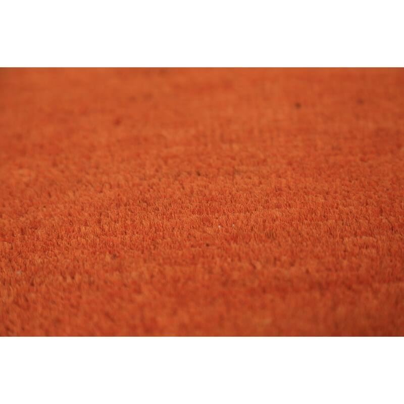 Orange Solid Gabbeh Modern Rug Hand-Knotted Wool Carpet - 4'0" x 5'8"