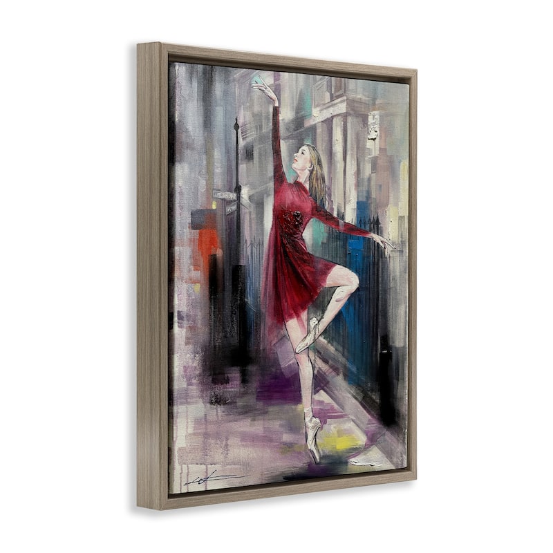 Stupell Ballet on City Street Framed Floater Canvas Wall Art Design By Lucille Lee