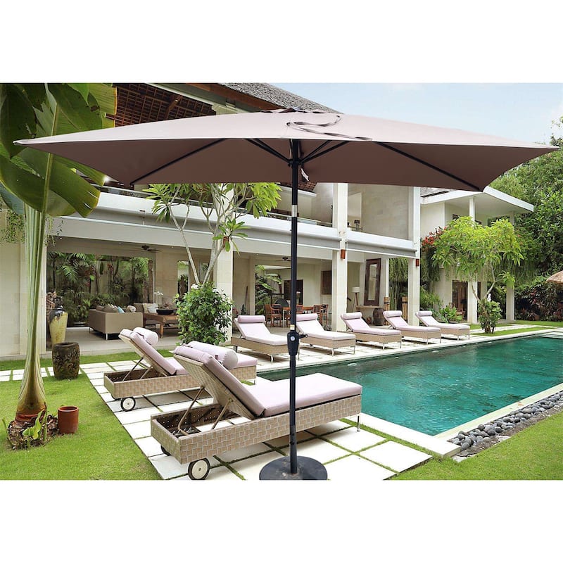 6 x 9 FT Patio Waterproof Umbrella with Crank and Tilt Without Flap