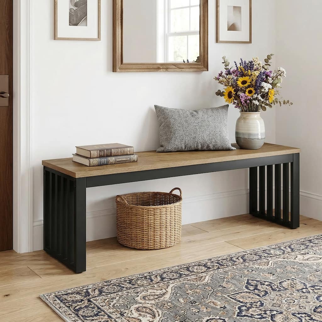47" Industrial Indoor Bench for Entryway