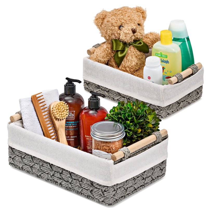 Sorbus Storage Wicker Baskets -Set of 2 - 12 x 8 x 4 in - Grey
