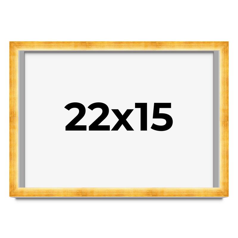 22x15 Shadow Box Frame Gold | 1.625 Inches Deep Real Wood Traditional
