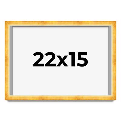 22x15 Shadow Box Frame Gold | 1.625 Inches Deep Real Wood Traditional