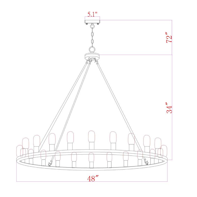 Chrome 48-inch Wagon Wheel 24-light Chandelier
